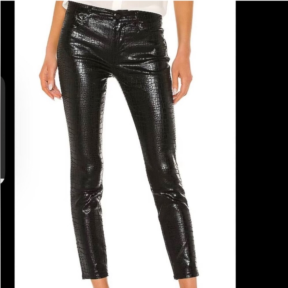 Frame Denim Crocodile Textured Ankle Pants